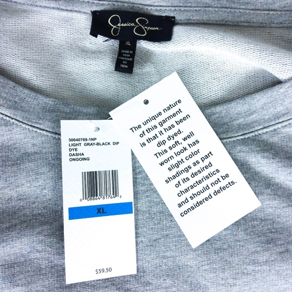 NWT Jessica Simpson dip dyed raw hem sweatshirt - Picture 4 of 6